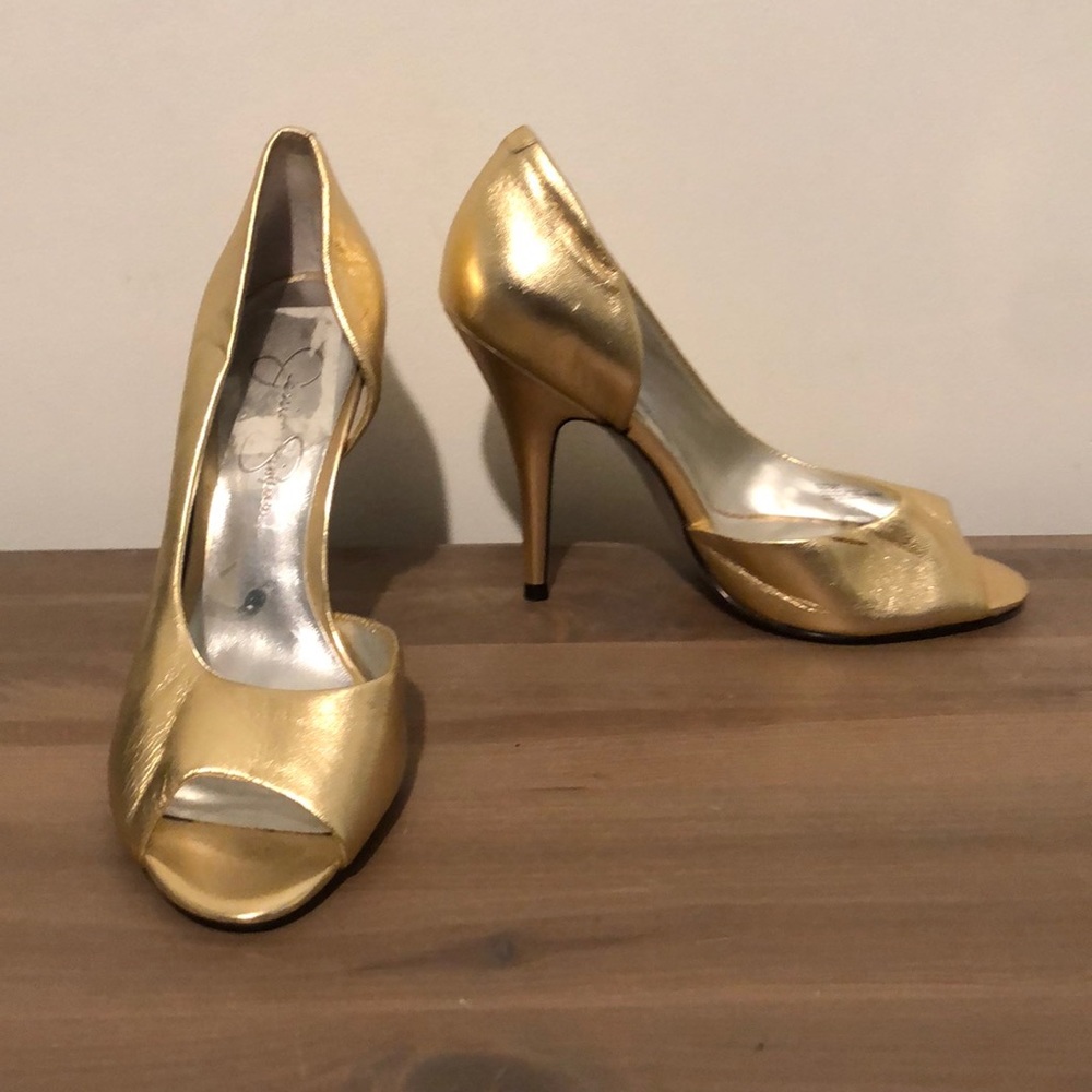 jessica simpson gold heels